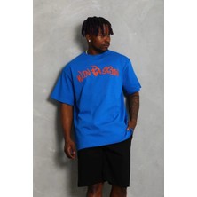 Giyim Center Erkek Baskılı T-Shirt Kısa Kol Bisiklet Yaka Regular Fit Tişört - Saks Mavisi