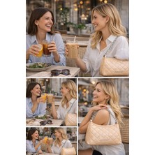 Duki Daso Türkiye Bej Kapitone Zincir Askılı Kadın Omuz Çantası | Bej MT1545