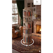 İskender Wood Ahşap Döner Kitaplık 360°DÖNEBILEN  150 Kitap Kapasiteli 3 Dakika Modüler Basit Kurulum Sağlam Gövdeyapısı