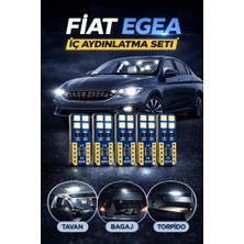 Duolight Fiat Egea Bütün Seriler Için LED Iç Aydınlatma Seti T10 Beyaz Tavan Bagaj Torpido Uyumlu