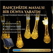 AyrStore 10 LED 2 Metre Sarı Kristal Su Damlası Güneş Enerjili LED Işık Solar Bahçe Ağaç Lamba Aydınlatması
