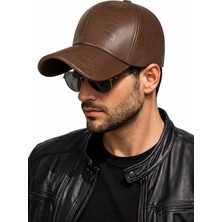 Valkyrie Erkek Açık Kahverengi Deri Şapka Kavisli Siperlikli Ayarlanabilir Spor Günlük Baseball Cap