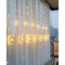 AyrStore Hilal Yıldız LED Perde Işık Balkon Pencere ve Oda Dekorasyonu