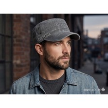 Reva Erkek Gri Kastro Şapka – New York Nakışlı Kep | Günlük & Streetwear