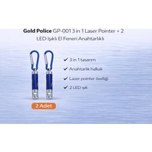 AyrStore Gold Police GP-001 3 In 1 Laser Pointer + 2 LED Işıklı El Feneri Anahtarlıklı 2 Adet