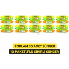 AyrStore Nerox Magic Sihirli Sünger 3'lü 10 Paket Toplam 30 Adet Çok Amaçlı Temizlik Süngeri Mutfak Bulaşık Banyo Temizlik Süngeri