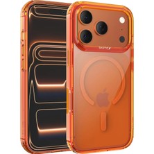 iPhone 17 Pro Max Kılıf Magsafe Uyumlu Airbagli Raptic Shield Serisi Şeffaf Arka Yüzey Kapak Turuncu
