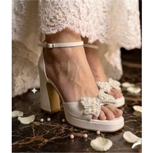 Felisya Butik Zarif Incili Platform Topuklu Gelin Ayakkabısı - Felisyabutik