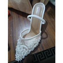 Felisya Butik Fomax File Kadın Topuklu Beyaz Suni Deri Kaymaz Taban 39 Numaralı