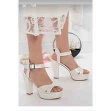 Felisya Butik Kadın Beyaz 12 cm Beyaz Platform Gelinlik Ayakkabısı
