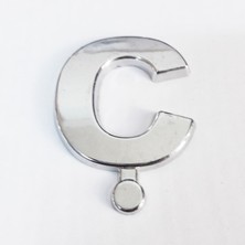 AyrStore Cemax Ç Harfi  3,75 cm Krom Yapışkanlı