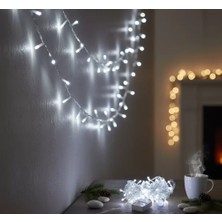 Pileli Store Damla Uçlu Beyaz Işık Şeffaf Kablo  10M 100 LED