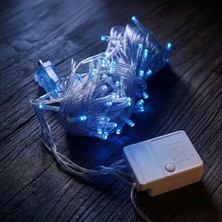 Pileli Store 10M 100 LED Damla Uçlu Mavi Işık Şeffaf Kablo