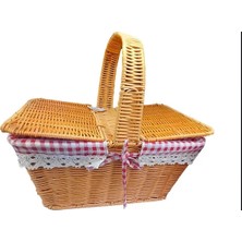 AyrStore Kapaklı Hasır Piknik Sepeti
