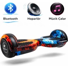 RYDER STAR Elektrikli Kaykay Hoverboard 6.5 Inch Bluetooth Hoparlörlü Otomatik Akıllı Denge - RS-S5 Bicolor Flame Grafiti