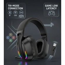 Komc GT-100 Rgb Aydınlatmalı Tri-Mode Kablosuz Gaming Kulaklık - 2.4g, Bluetooth, Type-C, Sıfır Gecikme E-Spor / Fps Kulaklığı