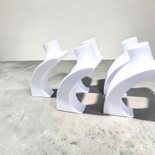 3D Tasarım Boyun Manken Kolye Standı (5li Ürün) Beyaz