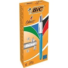 Bic 949896 Tükenmez Kalem Shine 4 Colours Mavi Gövde 12 Li (1 Paket 12 Adet)