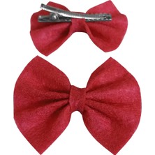 AyrStore Keçe Papyonlu Kedi Köpek Tokası 4.5-5.5 cm Kırmızı ( 2 Adet )