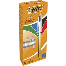 Bic 964774 Tükenmez Kalem Shine 4 Colours Altın Gövde 12 Li (1 Paket 12 Adet)