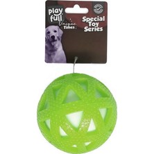 AyrStore Işıklı Üçgen Desenli Plastik Top Köpek Oyuncağı 7,5 cm Yeşil