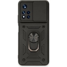 Dua Giyim Po M4 Pro 5g Kılıf Pars Lens Yüzüklü - Siyah