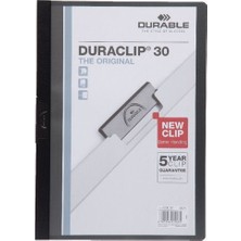 Durable 2200-S A4 Sıkıştırmalı Dosya Duraclip Ortadan Klipsli 30 Sayfa Siyah (5 Adet)