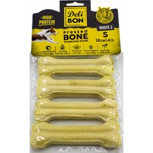 AyrStore Deri Köpek Çiğneti Pres Kemik 4X12CM Beyaz