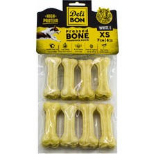 AyrStore Deri Köpek Çiğneti Pres Kemik 8X7CM Beyaz