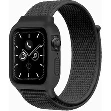 AyrStore Watch 38MM Hasırlı Cırtcırtlı Kasalı Kordon - Siyah