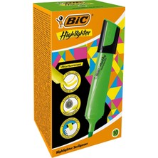 Bic Marking Flat Highlighter Fosforlu Kalem (İşaret Kalemi) Yeşil 517964 (10 Lu Paket)