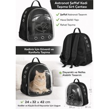 AyrStore Kp Kalpli Patili Astronot Şeffaf Taşıma Sırt Çantası Siyah 24X32X42 cm