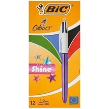 Bic 951351 Tükenmez Kalem Shine 4 Colours Mor Gövde 12 Li (1 Paket 12 Adet)