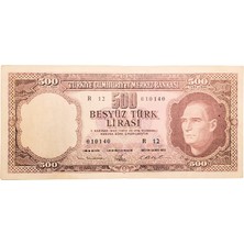 Urlanumis 5. Emisyon 500 Lira 3. Tertip 1962-76 PICK#178A *çt+ Banknot Serie R 12 Banknot