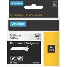 Dymo Rhinopro Sabitpolyester Şerit 9Mmx5,5M Şeffaf/Siyah 18508