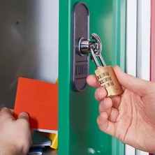 AyrStore Y150B/22/120/2-22MM Şifreli Pirinç Asma Kilit 2'li Set - Standart Koruma - Çelik Halka - 3