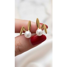Atalya Accessory Tavşan Kulak Tasarımlı Incili Küpe - Minimalist - Kararmaz