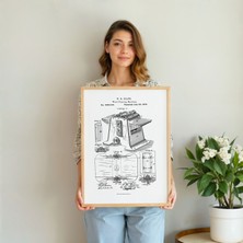 Pegziz Planya Makinası Poster Siyah Ahşap Çerçeveli Tablo