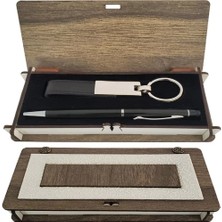 Skygo Ahşap Kutulu Siyah Anahtarlık ve Kalem Set