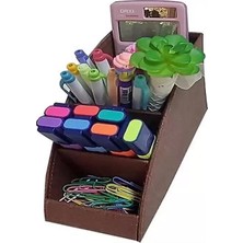  ınn design organizer masa üstü kalemlik beyoğlu serisi deri kahve 11x20x9.5cm dd-1216