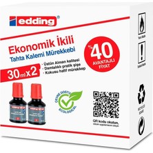 Edding Bt30 Tahta Kalem Mürekkebi Damlalıklı Ekonomik 30 Ml Kırmızı (2 Li Paket)