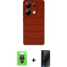 İlk El Grup Ieg™ Redmi Note 13 Pro 4g Kılıf Doruk Form Serisi - Siyah 3D Antistatik Hayalet Cam Ekran Koruyucu + Siyah Raze Metal Kamera Lens