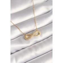 Skygo 316L Çelik Gold Renk Zincir Zirkon Taşlı Sonsuzluk Model Kadın Kolye