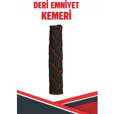  Mercedes 124 Uyumlu Emniyet Kemer Pedi Siyah Deri Kırmızı Dikişli