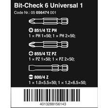 AyrStore Uç Çeşitleri, Bit-Check, 6 Universal 1, 6 Parça, 05056474001