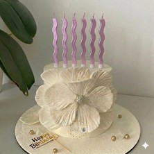 Bal10 Dünyası 6'lı Dalgalı Şekilli Pembe Renk Pasta Mumu
