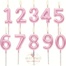 Best Parti Pembe Renk Doğum Günü Rakam Pasta Mumu Yaş-6