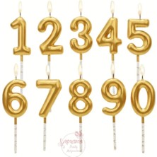 Rönesans Parti Gold Renk Doğum Günü Rakam Pasta Mumu Yaş-6