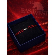 EastWest 925 Ayar Gümüş Zincir Aşk Şans Kırmızı Ip Bileklik