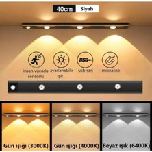 Led Level Dekoratif Gece Lambası - USB Şarjlı LED Aydınlatma Siyah 40CM